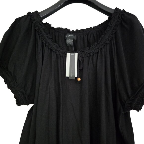 NWT GRACE ELEMENTS Black Women's Pheasant Top 3X - Picture 3 of 6